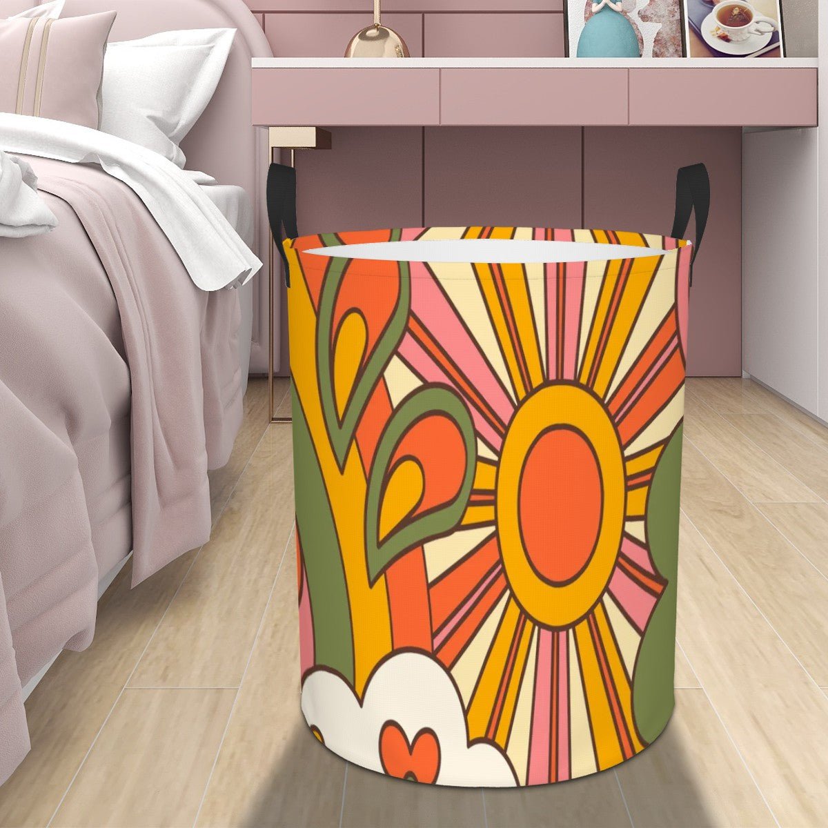 Kate McEnroe New York Groovy 70s Sunburst Laundry Basket, Retro Kitsch Storage Bin, Mid Century Modern Boho OrganizerLaundry Basketsqseu3hjO5e