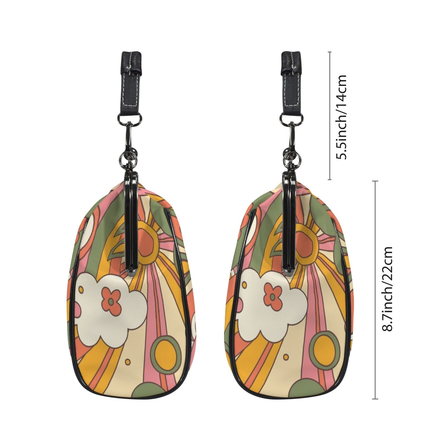 Kate McEnroe New York Groovy 70s Sunshine Floral Kisslock Purse, Retro Mod Psychedelic CrossbodyCrossbody BagsD3185465