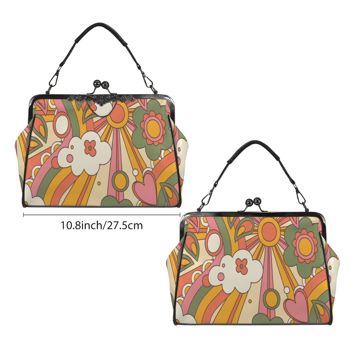 Kate McEnroe New York Groovy 70s Sunshine Floral Kisslock Purse, Retro Mod Psychedelic CrossbodyCrossbody BagsD3185465