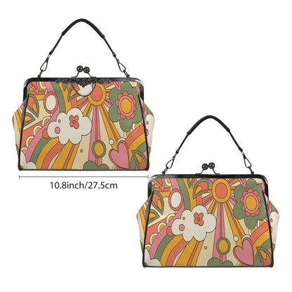 Kate McEnroe New York Groovy 70s Sunshine Floral Kisslock Purse, Retro Mod Psychedelic CrossbodyCrossbody BagsD3185465