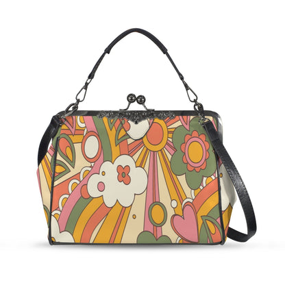 Kate McEnroe New York Groovy 70s Sunshine Floral Kisslock Purse, Retro Mod Psychedelic CrossbodyCrossbody BagsD3185465