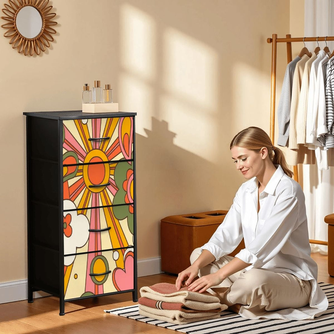Kate McEnroe New York Groovy 70s Sunshine Floral Retro Boho Psychedelic 4 Drawer DresserDresserssJCWfm7PyP