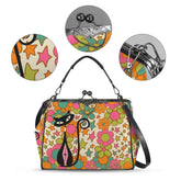 Kate McEnroe New York Groovy Atomic Cat 70s Retro Hippie Kiss Lock Crossbody BagCrossbody BagsD3279730