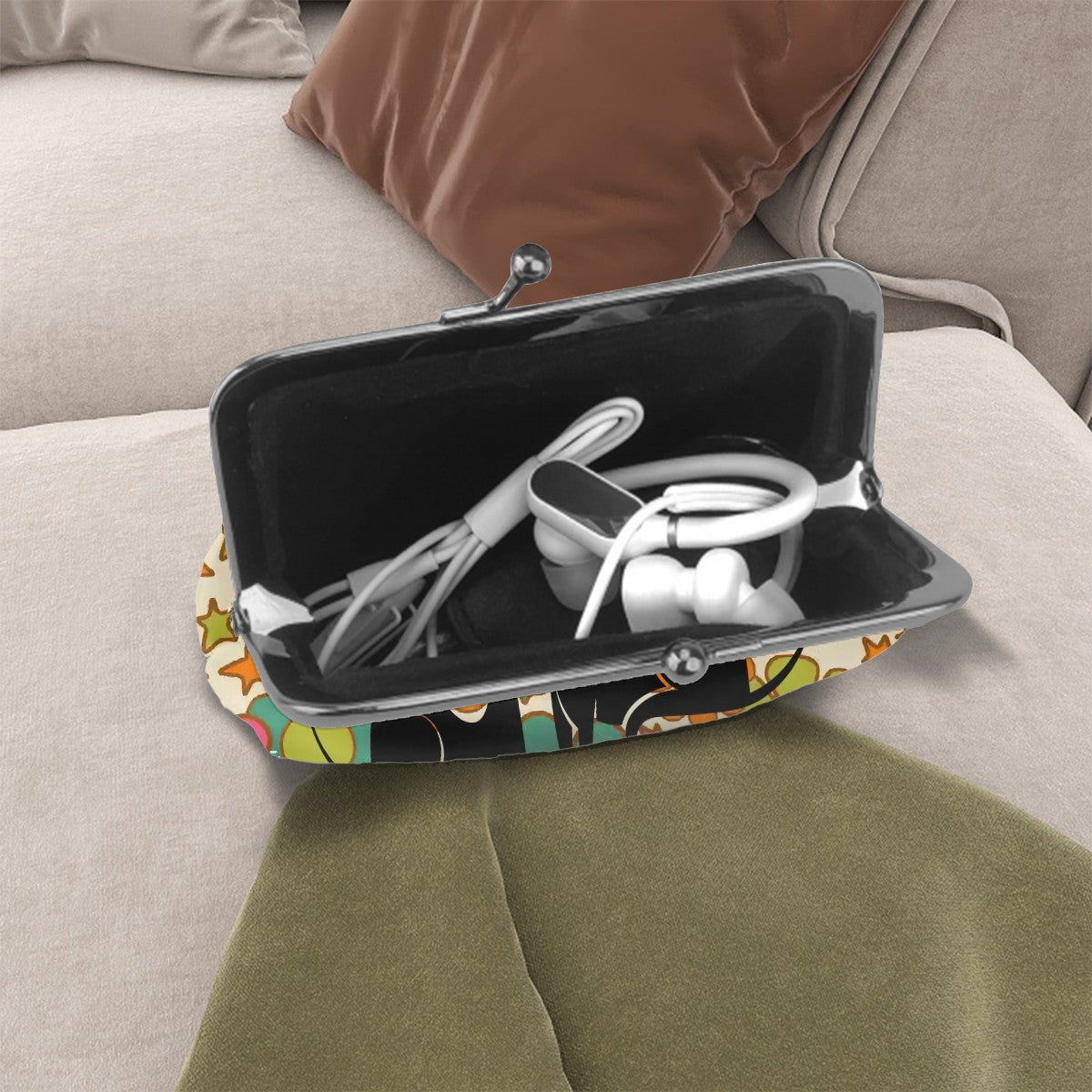 Kate McEnroe New York Groovy Atomic Cat Retro Flower Power Kiss Lock Coin Purse, MCM Change PurseCoin PurseshKU48n9ILZ
