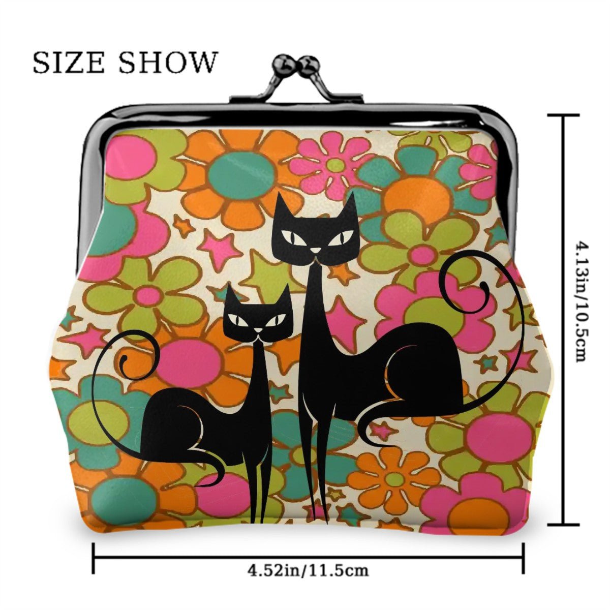 Kate McEnroe New York Groovy Atomic Cat Retro Flower Power Kiss Lock Coin Purse, MCM Change PurseCoin PurseshKU48n9ILZ