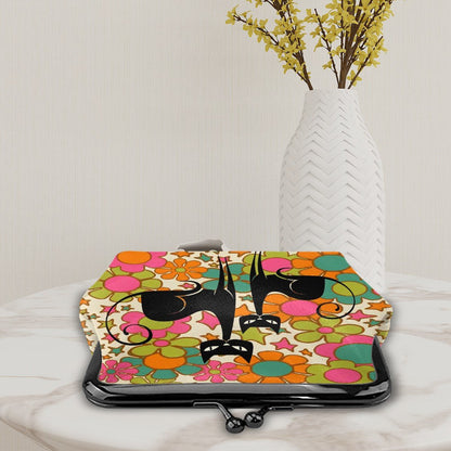 Kate McEnroe New York Groovy Atomic Cat Retro Flower Power Kiss Lock Coin Purse, MCM Change PurseCoin PurseshKU48n9ILZ