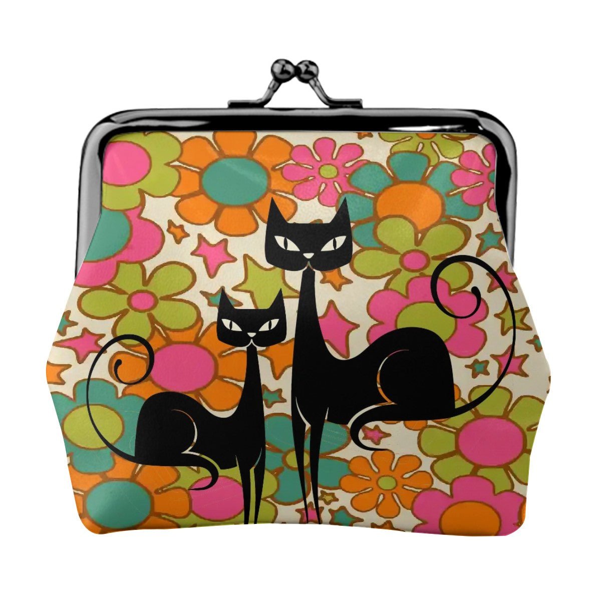 Kate McEnroe New York Groovy Atomic Cat Retro Flower Power Kiss Lock Coin Purse, MCM Change PurseCoin PurseshKU48n9ILZ