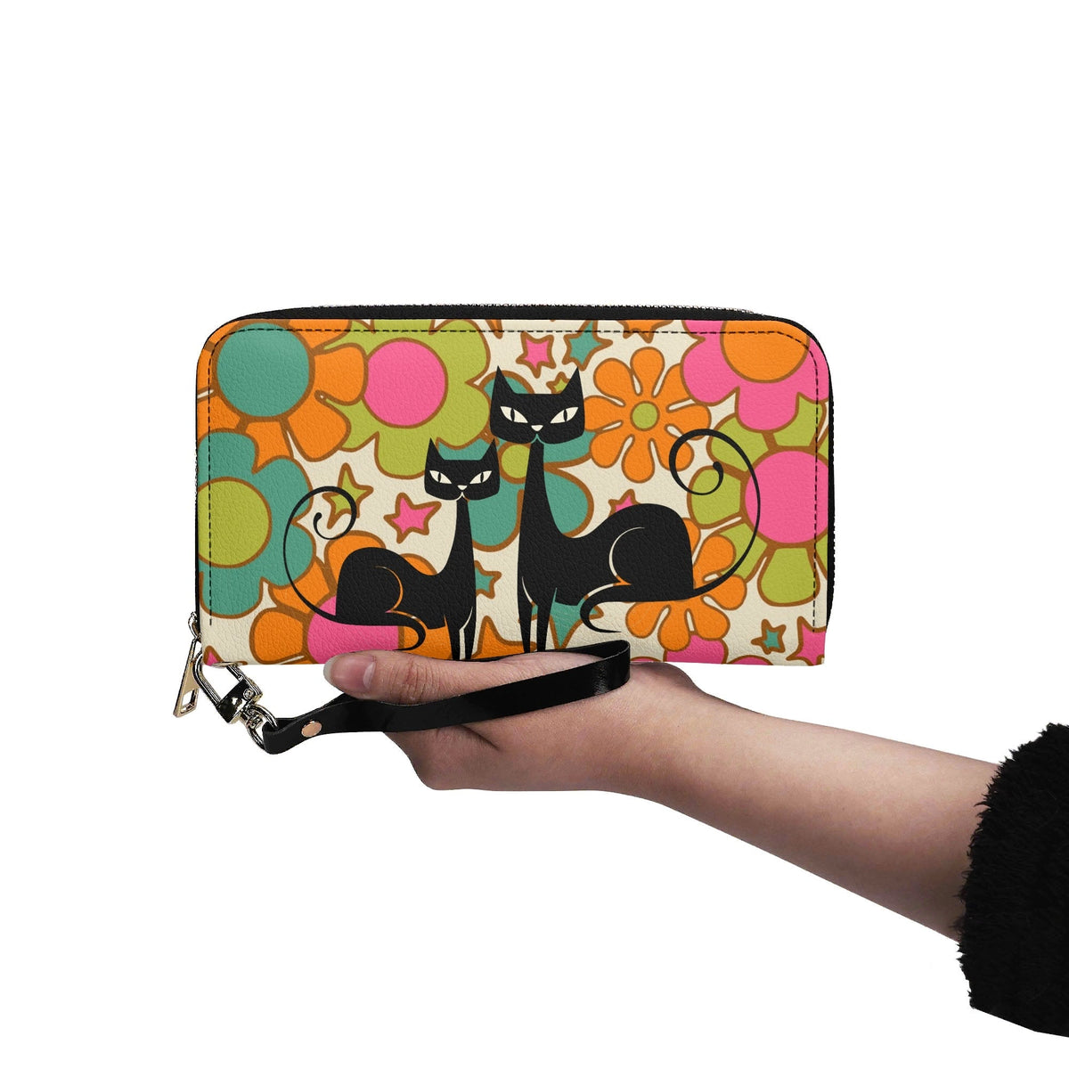Kate McEnroe New York Groovy Atomic Cat Retro Flower Power Mid Century Modern WalletWalletsNVO60JKY-2