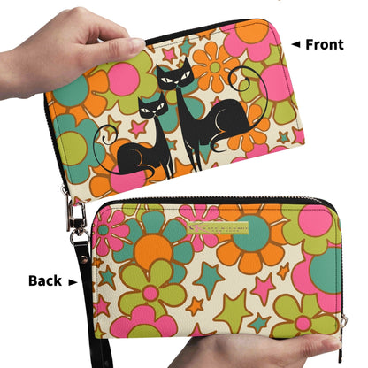 Kate McEnroe New York Groovy Atomic Cat Retro Flower Power Mid Century Modern WalletWalletsNVO60JKY-2