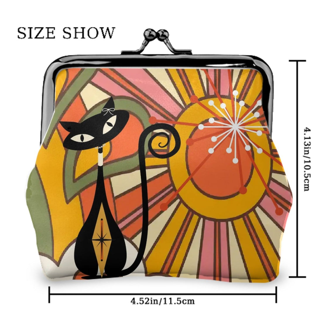 Kate McEnroe New York Groovy Atomic Cat Sunburst Kiss Lock Coin Purse, Kitschy Mid Century ModernCoin Purseswyf80KGJtc