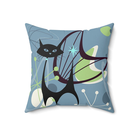 Kate McEnroe New York Groovy Atomic Cat Throw Pillow with insert, Retro Mid Century Modern Boomerang Starburst Accent Pillow, MCM Living Room, Bedroom Decor Throw Pillows