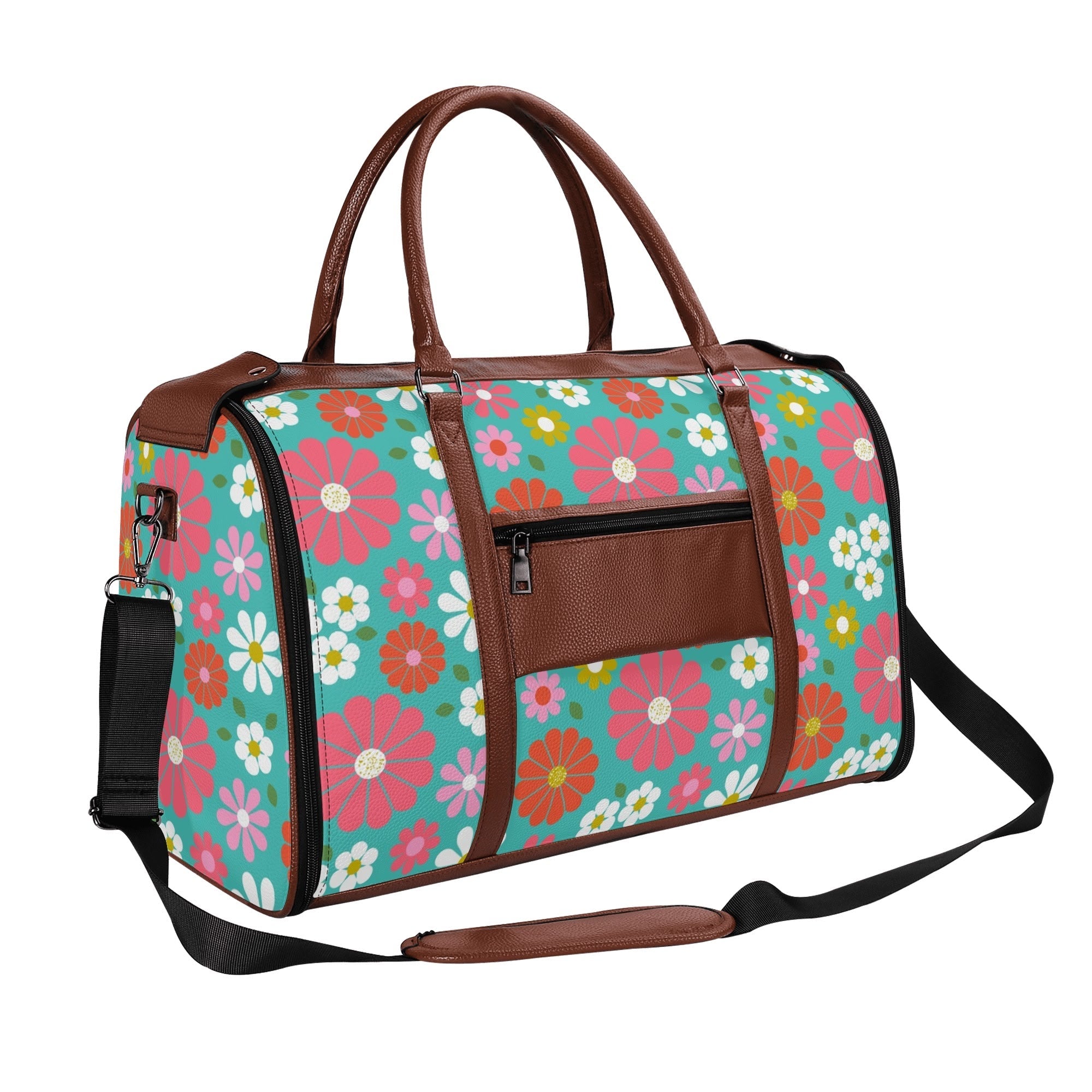 Kate McEnroe New York Groovy Daisy 70s Flower Power Duffel Bag, Retro Hippie Travel WeekenderDuffel BagsN4MEM5VW - 1
