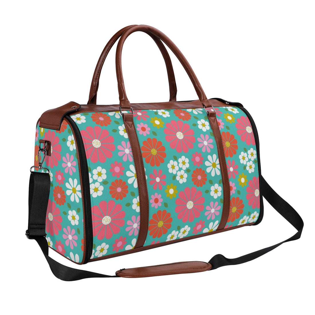 Kate McEnroe New York Groovy Daisy 70s Flower Power Duffel Bag, Retro Hippie Travel WeekenderDuffel BagsN4MEM5VW - 1