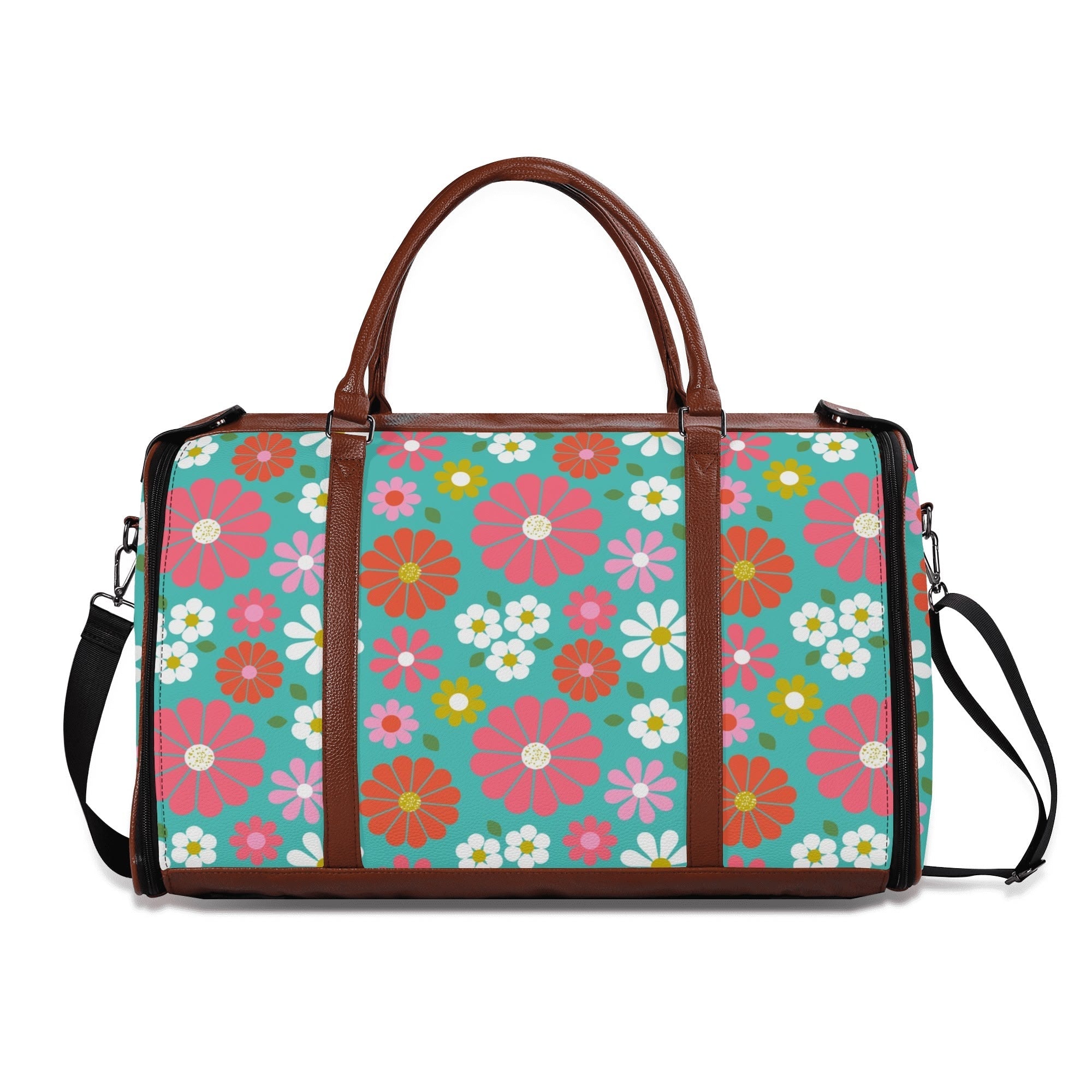 Kate McEnroe New York Groovy Daisy 70s Flower Power Duffel Bag, Retro Hippie Travel WeekenderDuffel BagsN4MEM5VW - 1