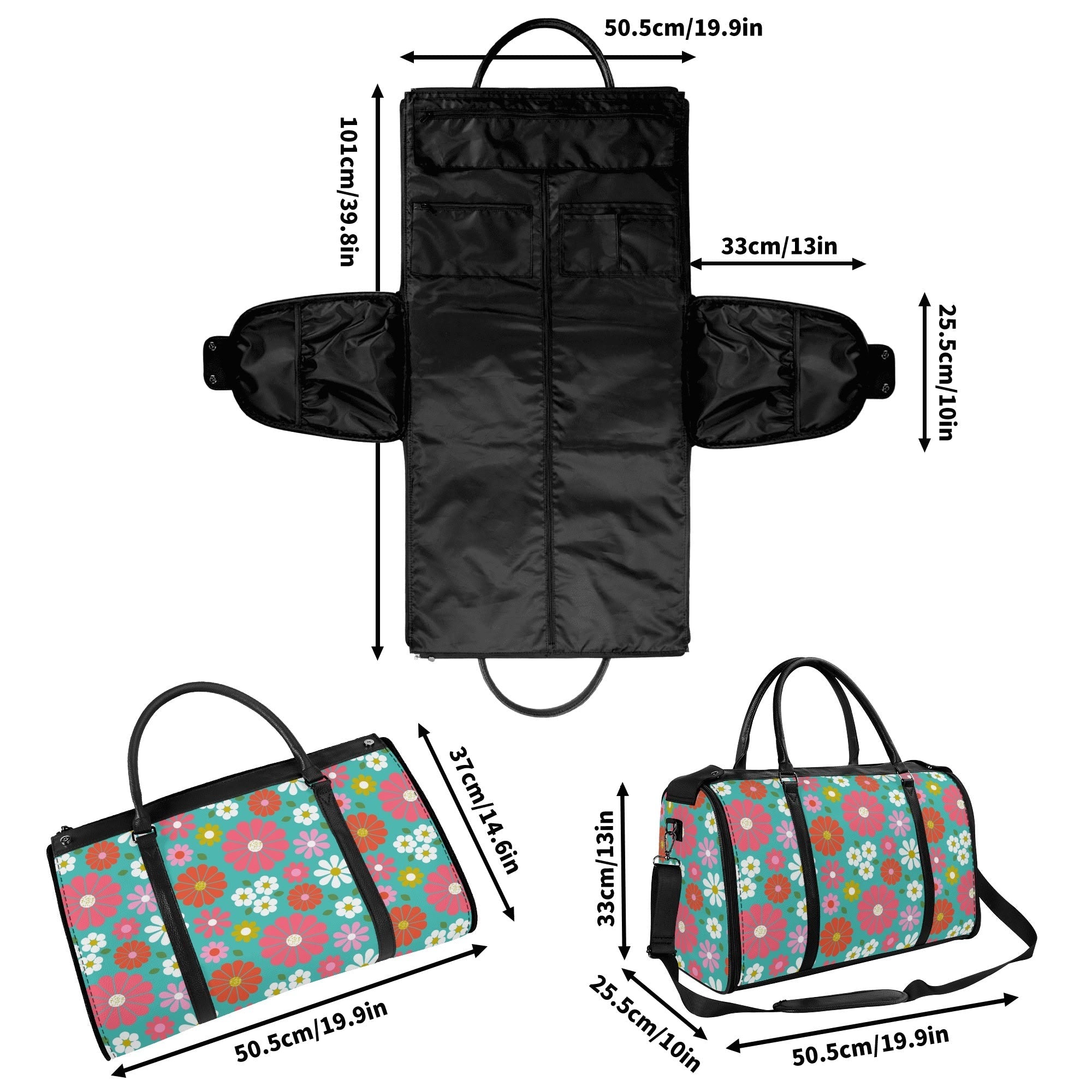 Kate McEnroe New York Groovy Daisy 70s Flower Power Duffel Bag, Retro Hippie Travel WeekenderDuffel BagsN4MEM5VW - 2