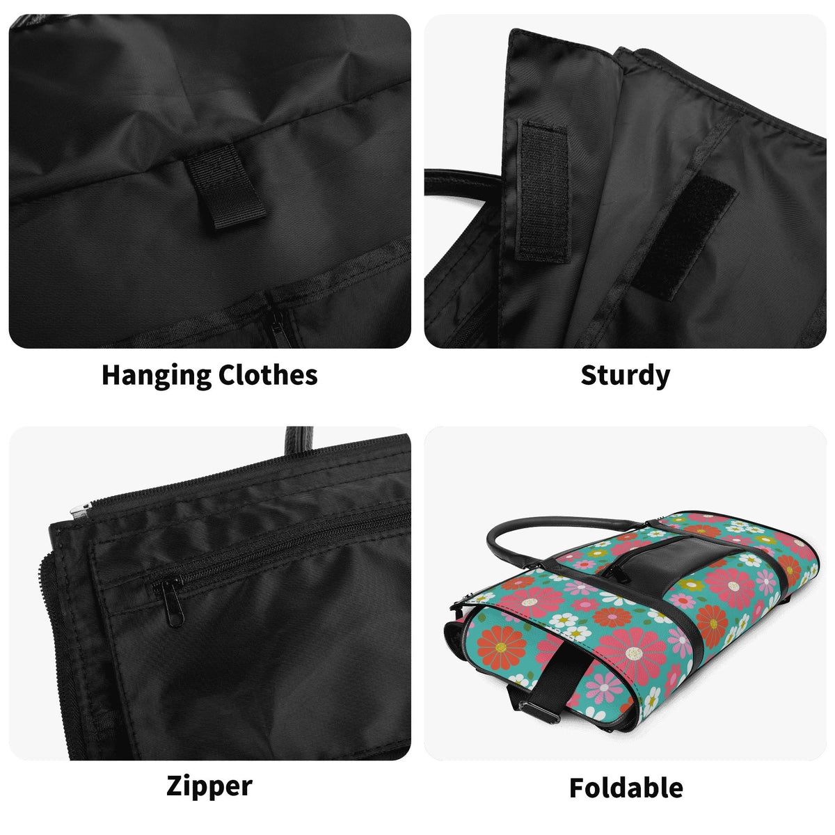 Kate McEnroe New York Groovy Daisy 70s Flower Power Duffel Bag, Retro Hippie Travel WeekenderDuffel BagsN4MEM5VW - 2