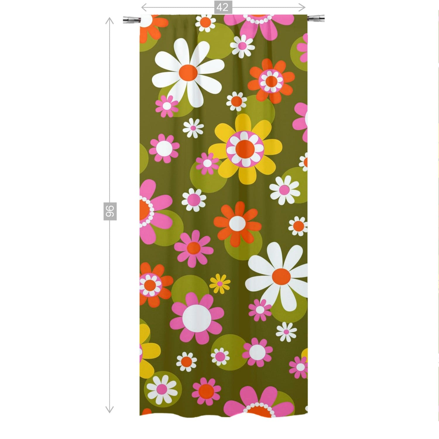 Kate McEnroe New York Groovy Daisy Flower Power Window Curtains, Retro Hippie Mid Mod Floral Curtain Panels, 70s MCM Living Room, Bedroom Window DecorWindow Curtains89093