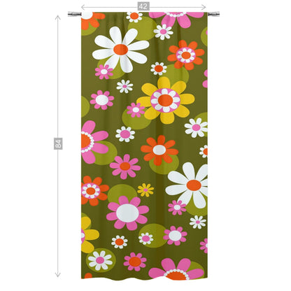 Kate McEnroe New York Groovy Daisy Flower Power Window Curtains, Retro Hippie Mid Mod Floral Curtain Panels, 70s MCM Living Room, Bedroom Window DecorWindow Curtains89093