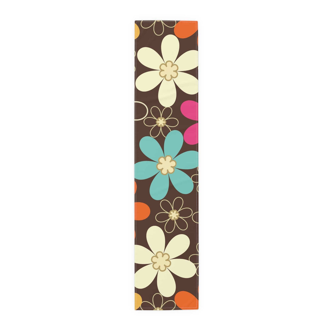 Printify Groovy Floral Mid Century Modern Floral Table Runner, Retro 70s Flower Power Dining Decor Home Decor