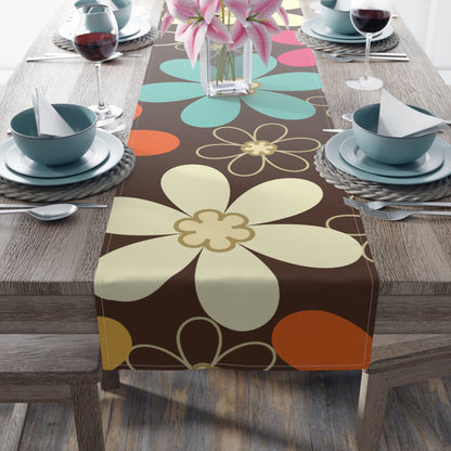 Kate McEnroe New York Groovy Floral Mid Century Modern Floral Table Runner, Retro 70s Flower Power Dining DecorTable Runners10620281036302166435