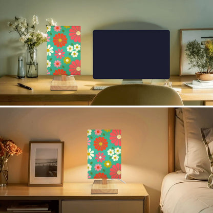 Kate McEnroe New York Groovy Floral Mid Century Modern Table Lamp, Retro 60s Teal Pink Desk Light, MCM Kitsch Room AccentTable LampsBZyFblQ7R3