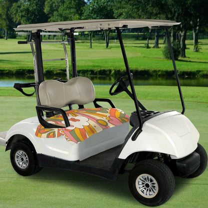 Kate McEnroe New York Groovy Flower Power 1970s Retro Golf Cart Seat CoverGolf Cart Seat CoversD3242357