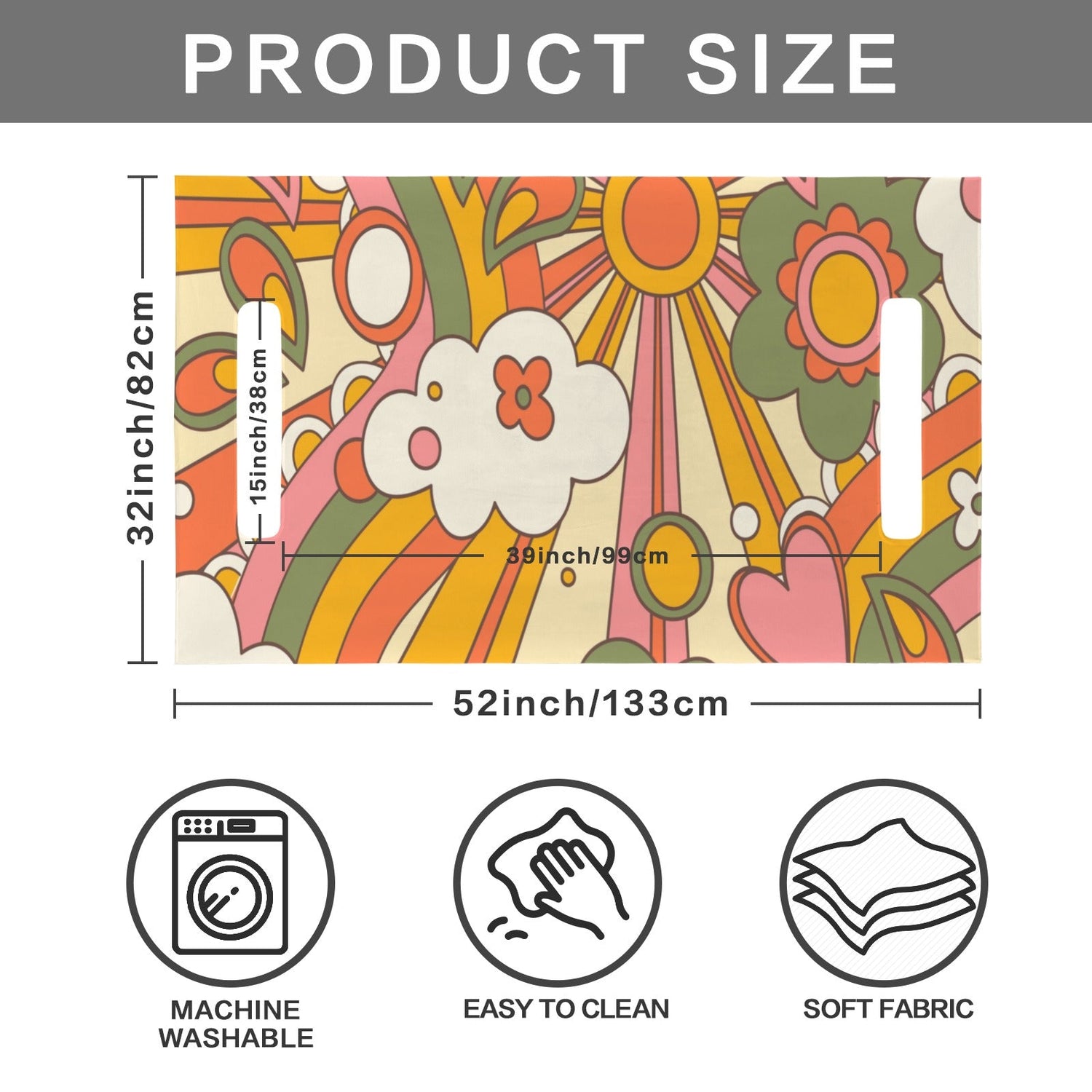 Kate McEnroe New York Groovy Flower Power 1970s Retro Golf Cart Seat CoverGolf Cart Seat CoversD3242357