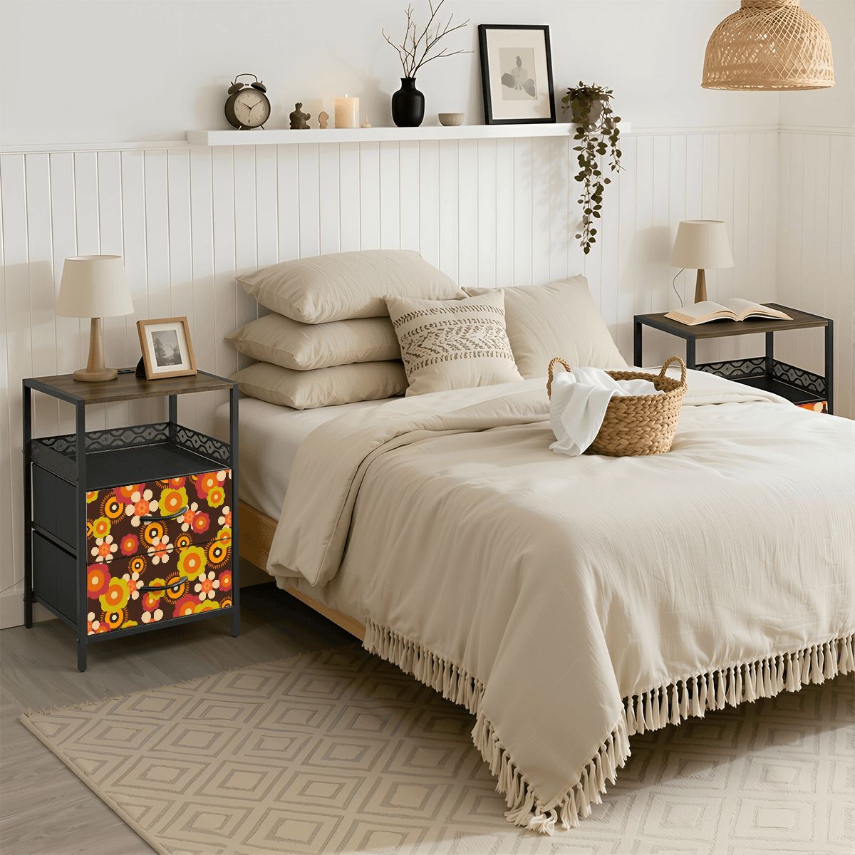 Kate McEnroe New York Groovy Flower Power 60s Mid Century 2 Drawer Charging NightstandNightStands3RxTqWw1fI