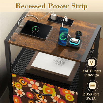 Kate McEnroe New York Groovy Flower Power 60s Mid Century 2 Drawer Charging NightstandNightStands3RxTqWw1fI