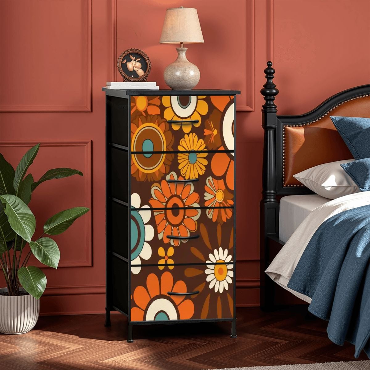 Kate McEnroe New York Groovy Flower Power 70s Hippie 4 Drawer Dresser Retro Boho Storage CabinetDressersaYZ5i0Os21