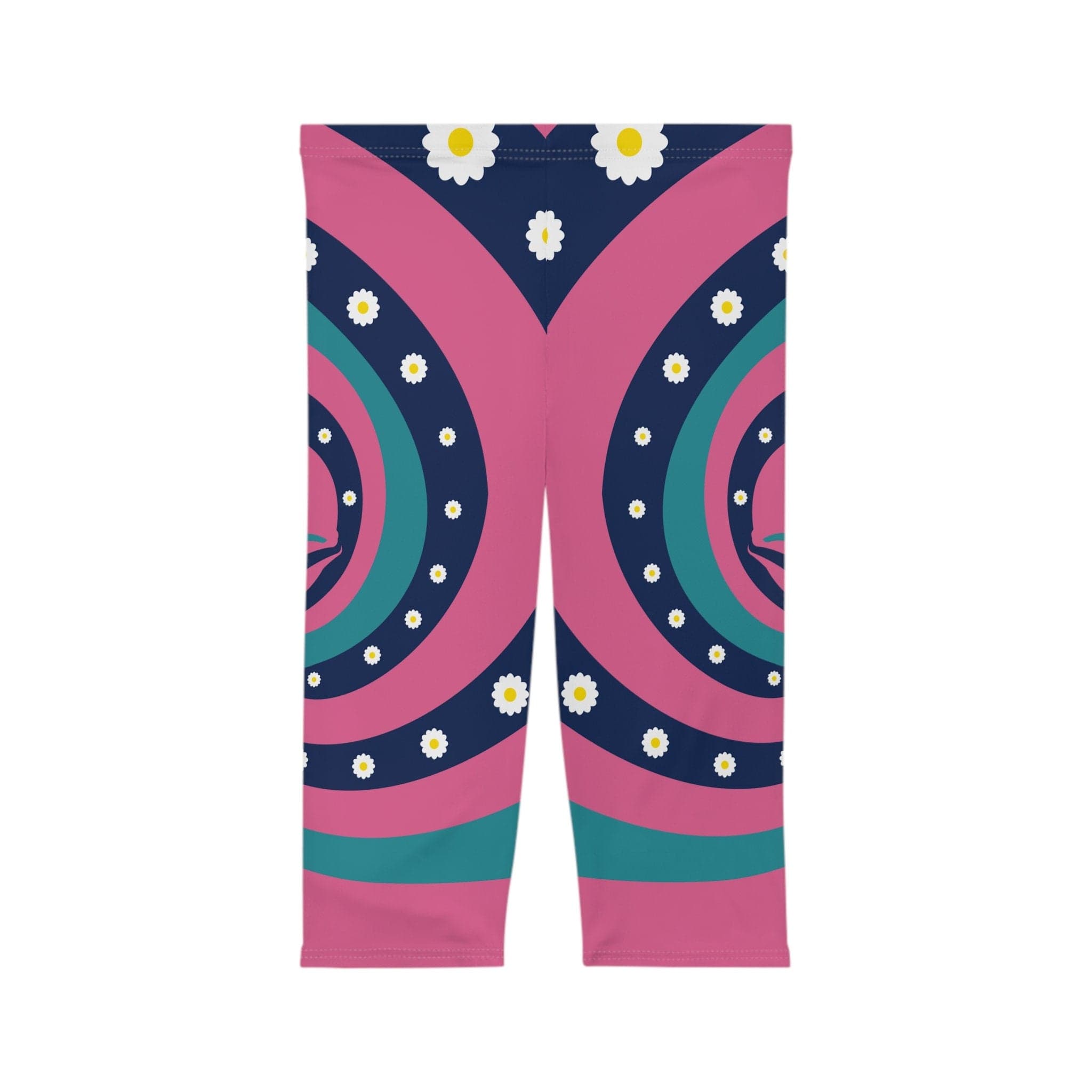 Kate McEnroe New York Groovy Flower Power 70s Psychedelic Swirl Skinny Fit Womens Capri LeggingsLeggings70441759164963377695