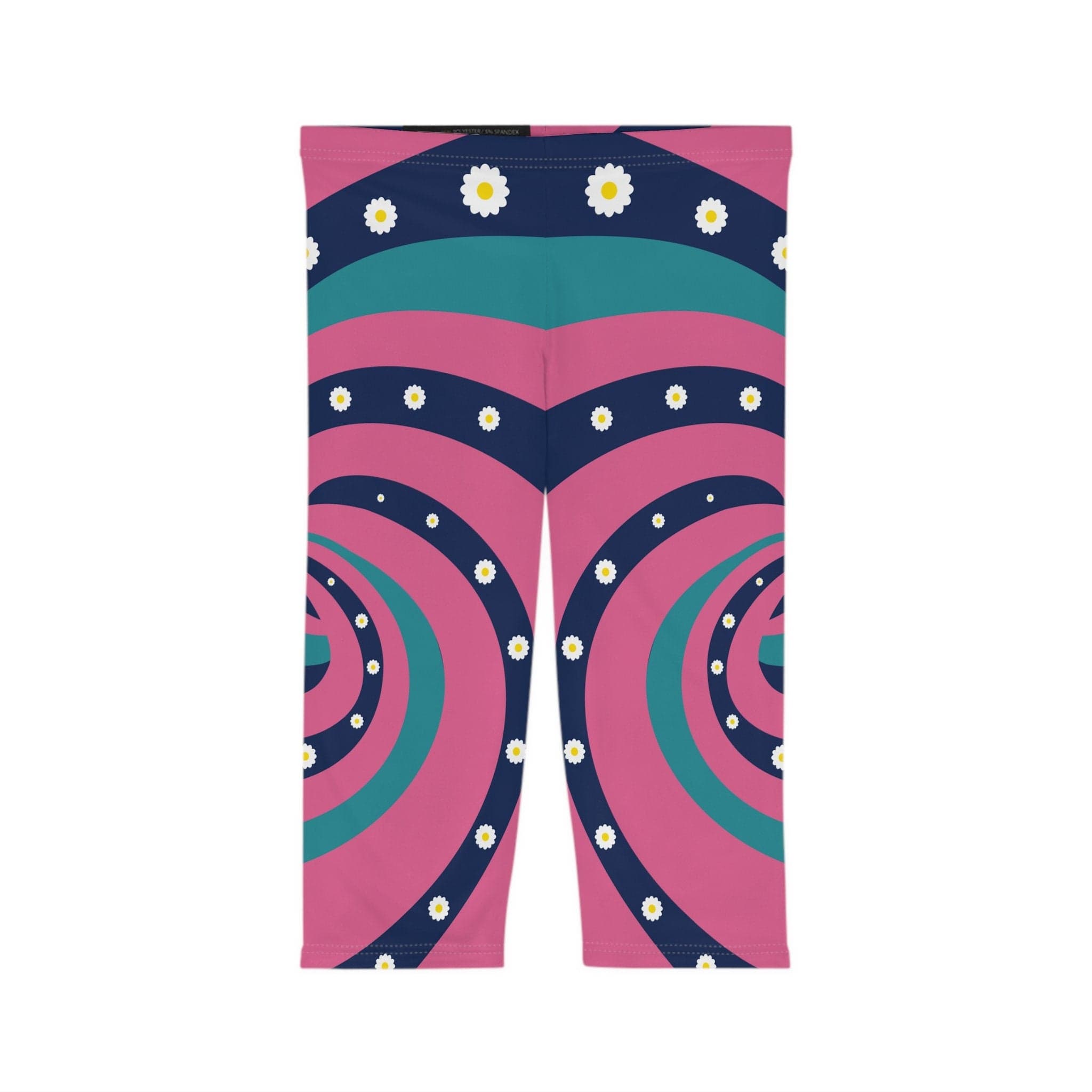 Kate McEnroe New York Groovy Flower Power 70s Psychedelic Swirl Skinny Fit Womens Capri LeggingsLeggings70441759164963377695