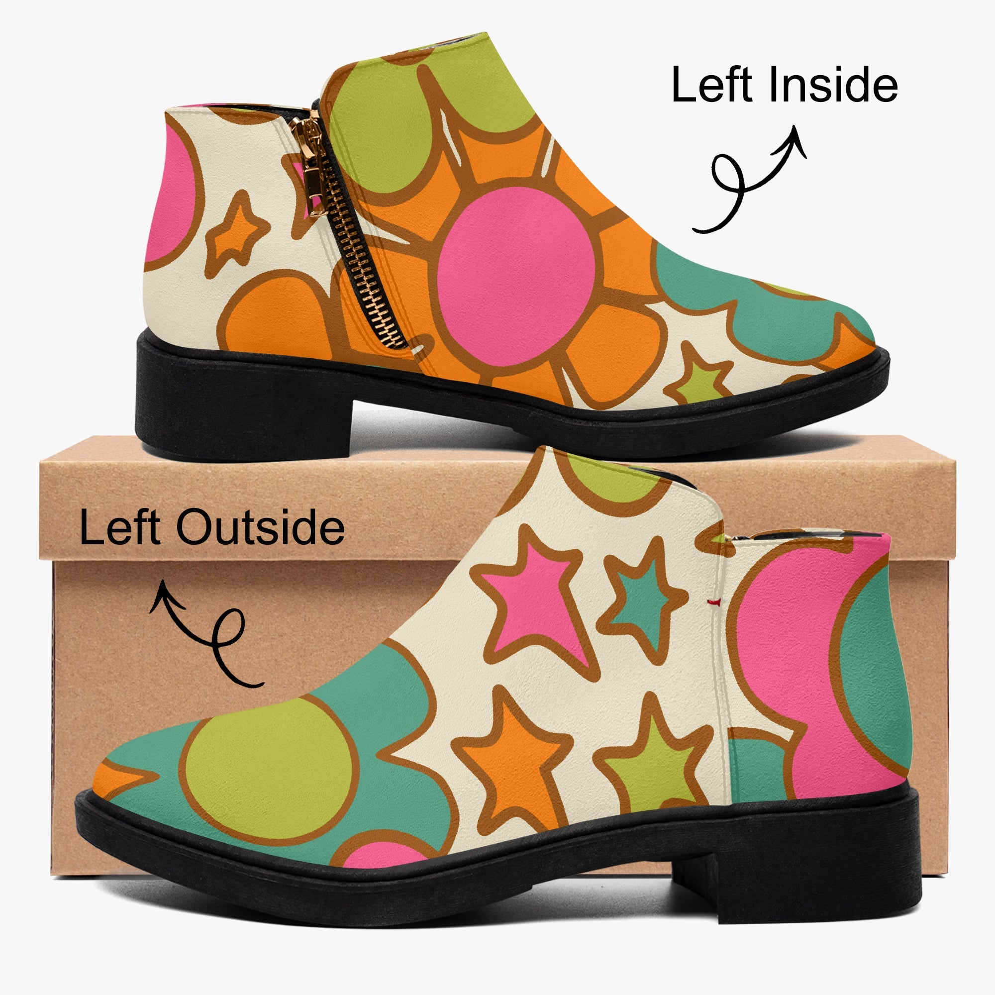 Kate McEnroe New York Groovy Flower Power Ankle Boots, Retro 70s Floral Women&