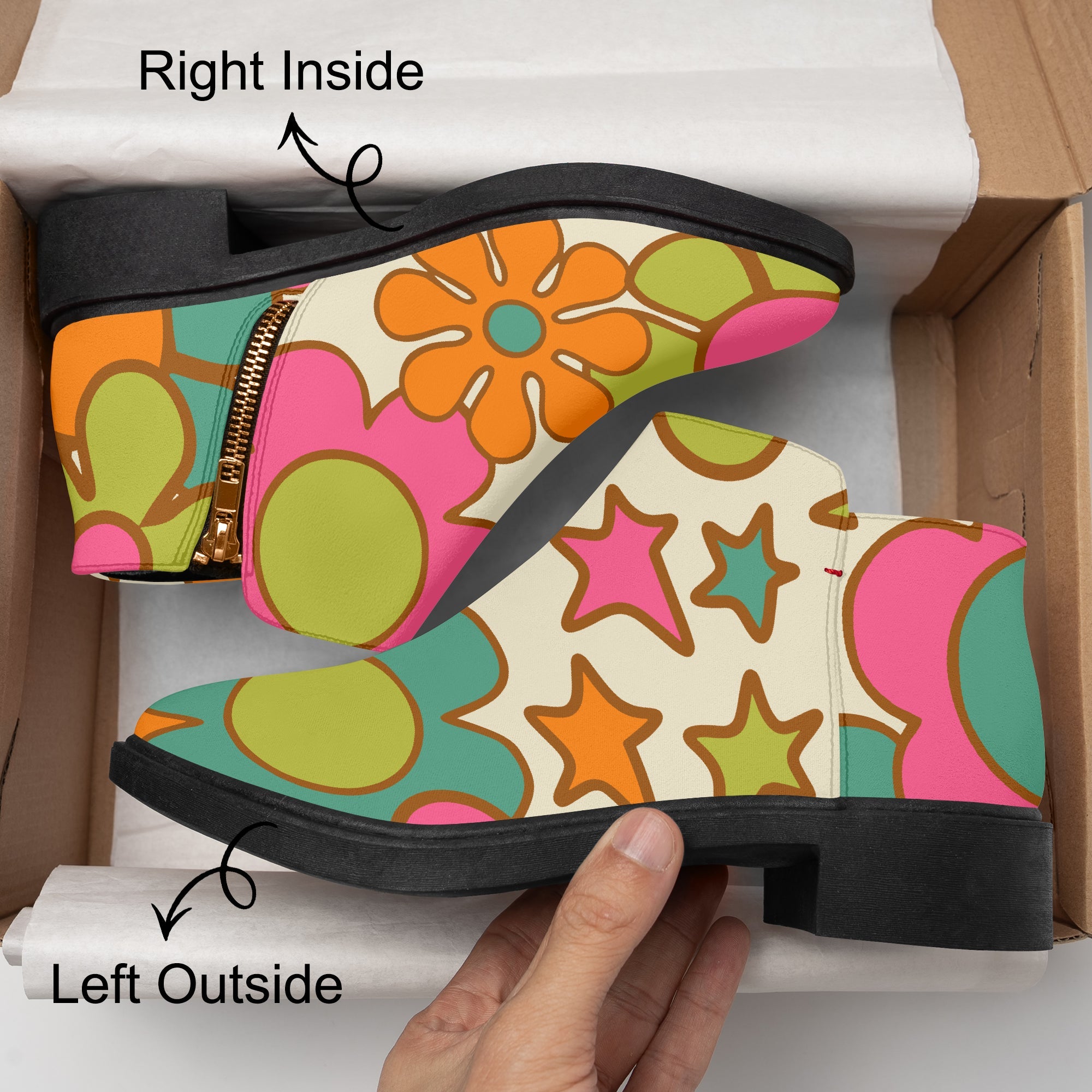 Kate McEnroe New York Groovy Flower Power Ankle Boots, Retro 70s Floral Women&