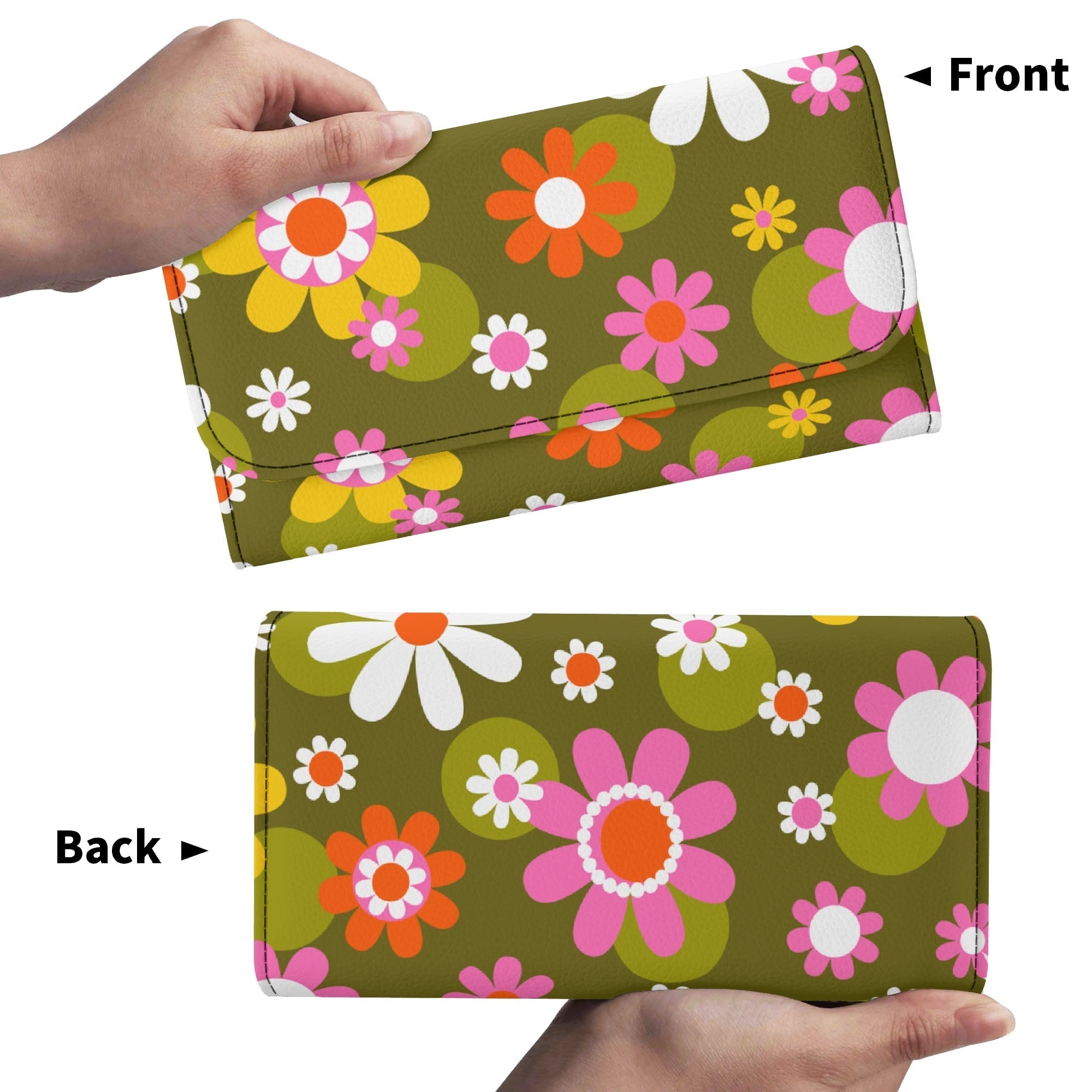Kate McEnroe New York Groovy Flower Power Daisy 1960s Retro Trifold ClutchWalletsWDX1QMKN-1