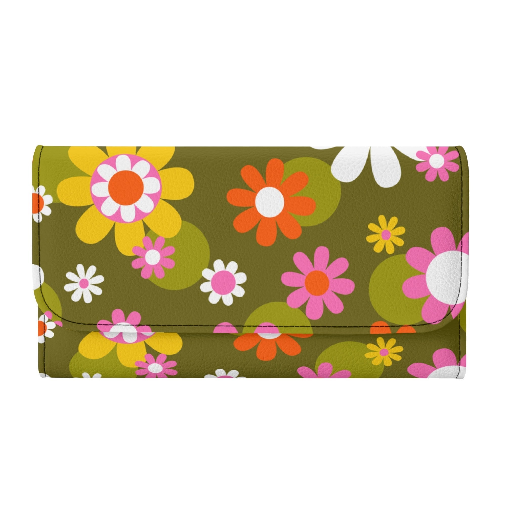 Kate McEnroe New York Groovy Flower Power Daisy 1960s Retro Trifold ClutchWalletsWDX1QMKN-1