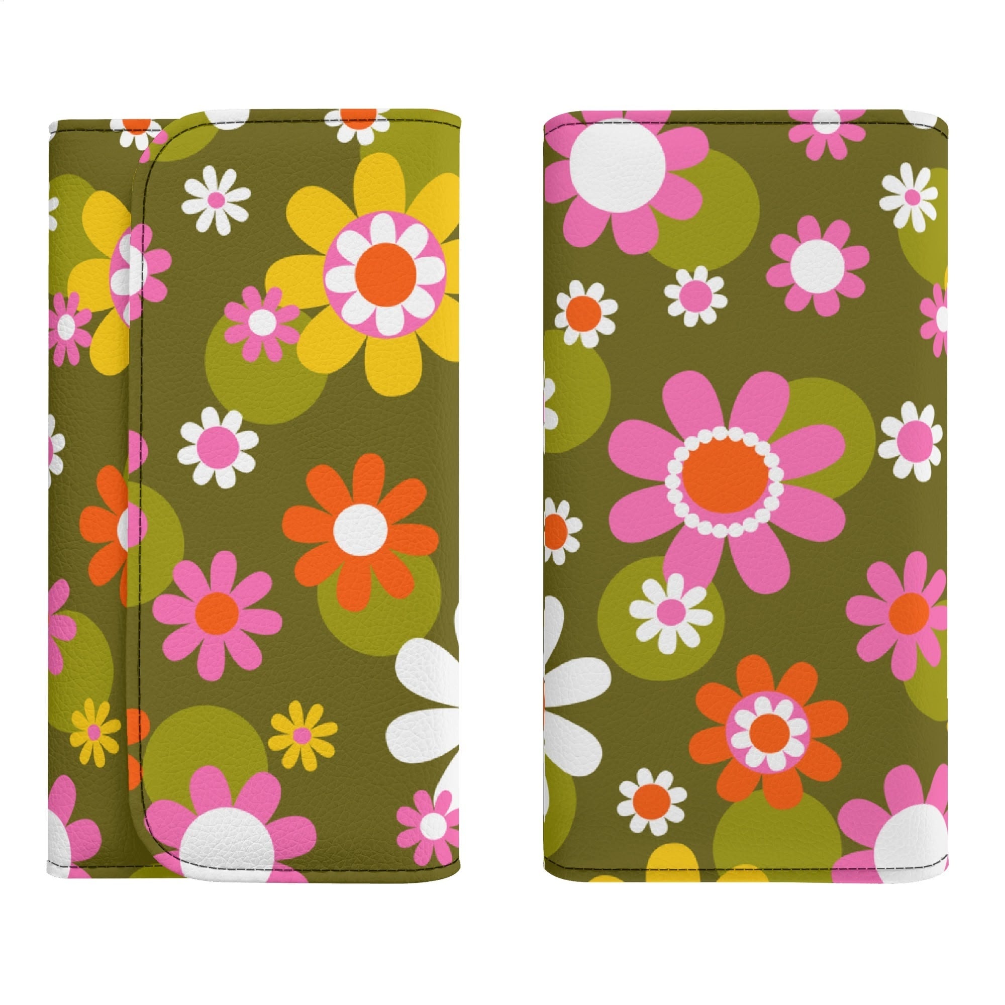 Kate McEnroe New York Groovy Flower Power Daisy 1960s Retro Trifold ClutchWalletsWDX1QMKN-1