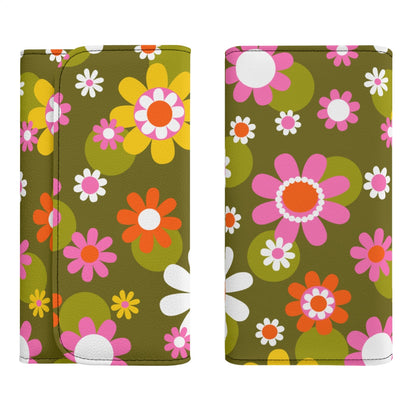 Kate McEnroe New York Groovy Flower Power Daisy 1960s Retro Trifold ClutchWalletsWDX1QMKN-1