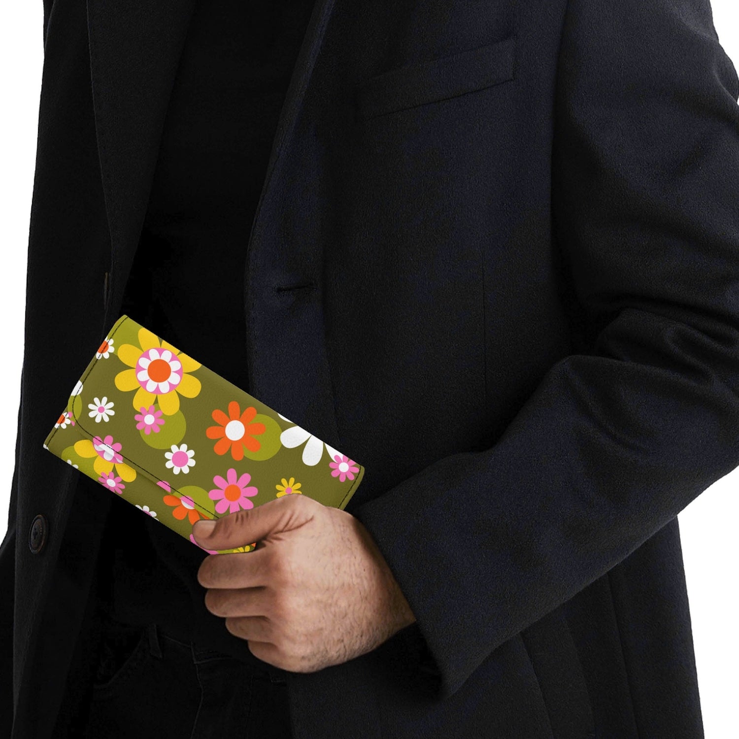 Kate McEnroe New York Groovy Flower Power Daisy 1960s Retro Trifold ClutchWalletsWDX1QMKN-1