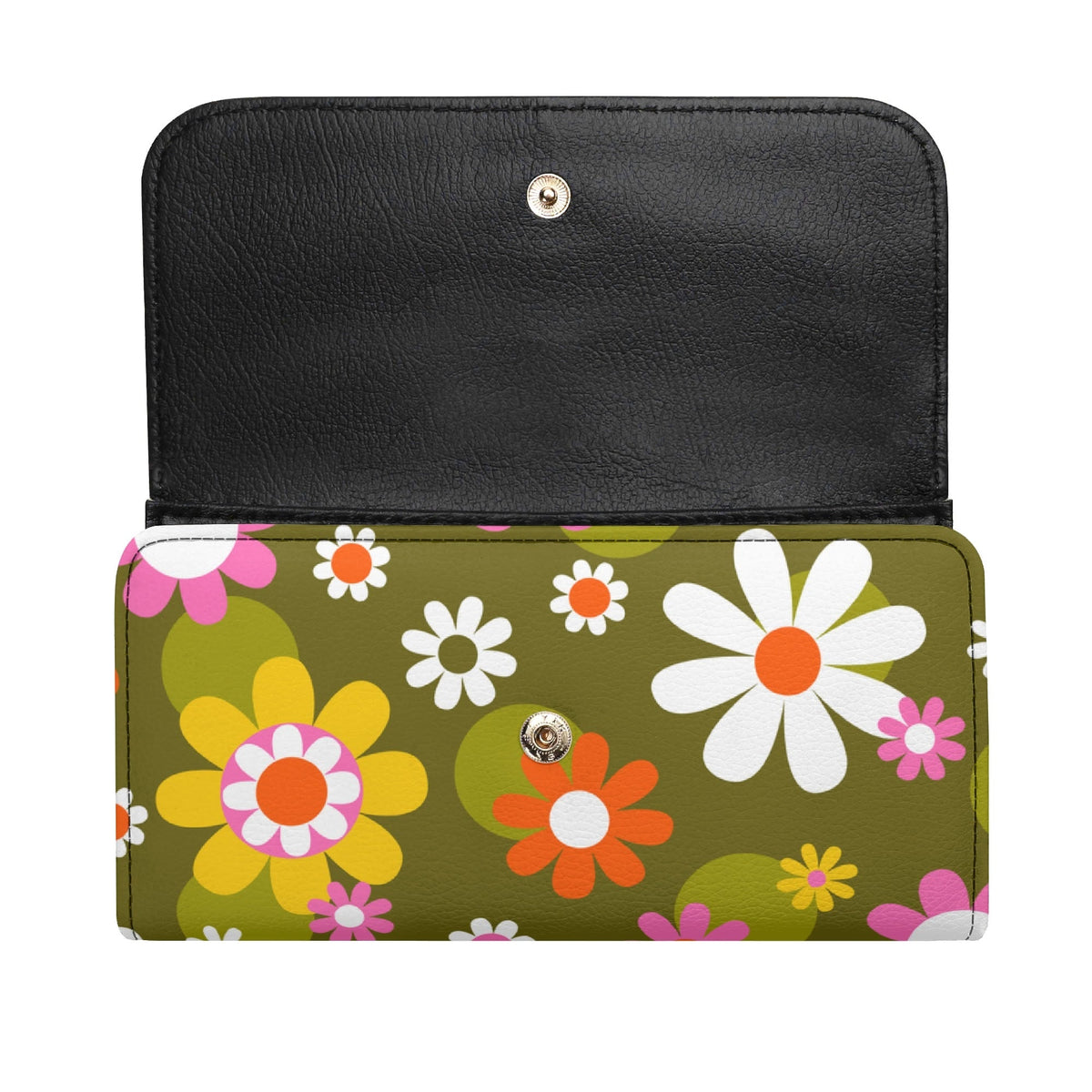 Kate McEnroe New York Groovy Flower Power Daisy 1960s Retro Trifold ClutchWalletsWDX1QMKN-1