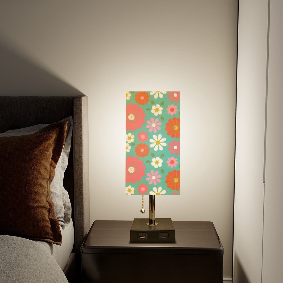 Kate McEnroe New York Groovy Flower Power Desk Lamp, Retro Mid Century Modern Table Light, 60s Mod Floral Room AccentDesk LampsI72XZ51ezt
