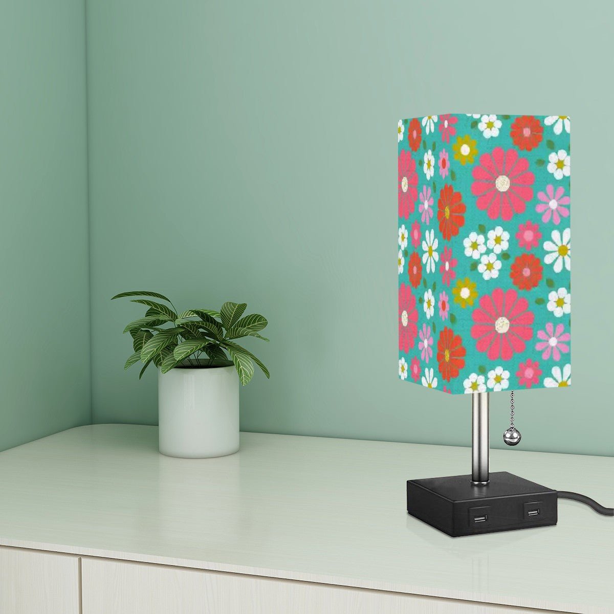 Kate McEnroe New York Groovy Flower Power Desk Lamp, Retro Mid Century Modern Table Light, 60s Mod Floral Room AccentDesk LampsI72XZ51ezt
