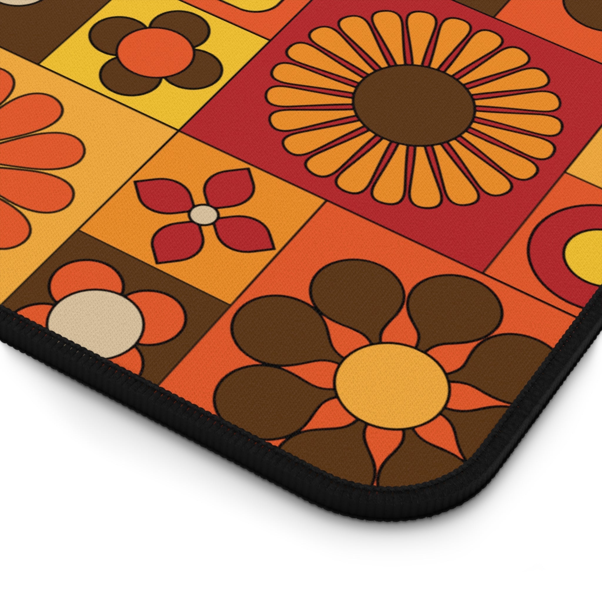 Kate McEnroe New York Groovy Flower Power Desk Mat, Retro 70s Mod Office, Mid Century Modern Floral Computer MatDesk Mats19149625042738614627