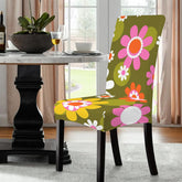 Kate McEnroe New York Groovy Flower Power Dining Chair Slipcover, Retro 70s Floral CoverChair SlipcoversD3321927
