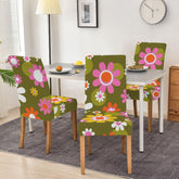 Kate McEnroe New York Groovy Flower Power Dining Chair Slipcover, Retro 70s Floral CoverChair SlipcoversD3321927