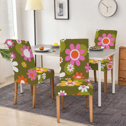 Kate McEnroe New York Groovy Flower Power Dining Chair Slipcover, Retro 70s Floral CoverChair SlipcoversD3321927