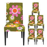 Kate McEnroe New York Groovy Flower Power Dining Chair Slipcover, Retro 70s Floral CoverChair SlipcoversD3321927