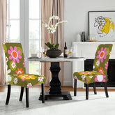 Kate McEnroe New York Groovy Flower Power Dining Chair Slipcover, Retro 70s Floral CoverChair SlipcoversD3321927