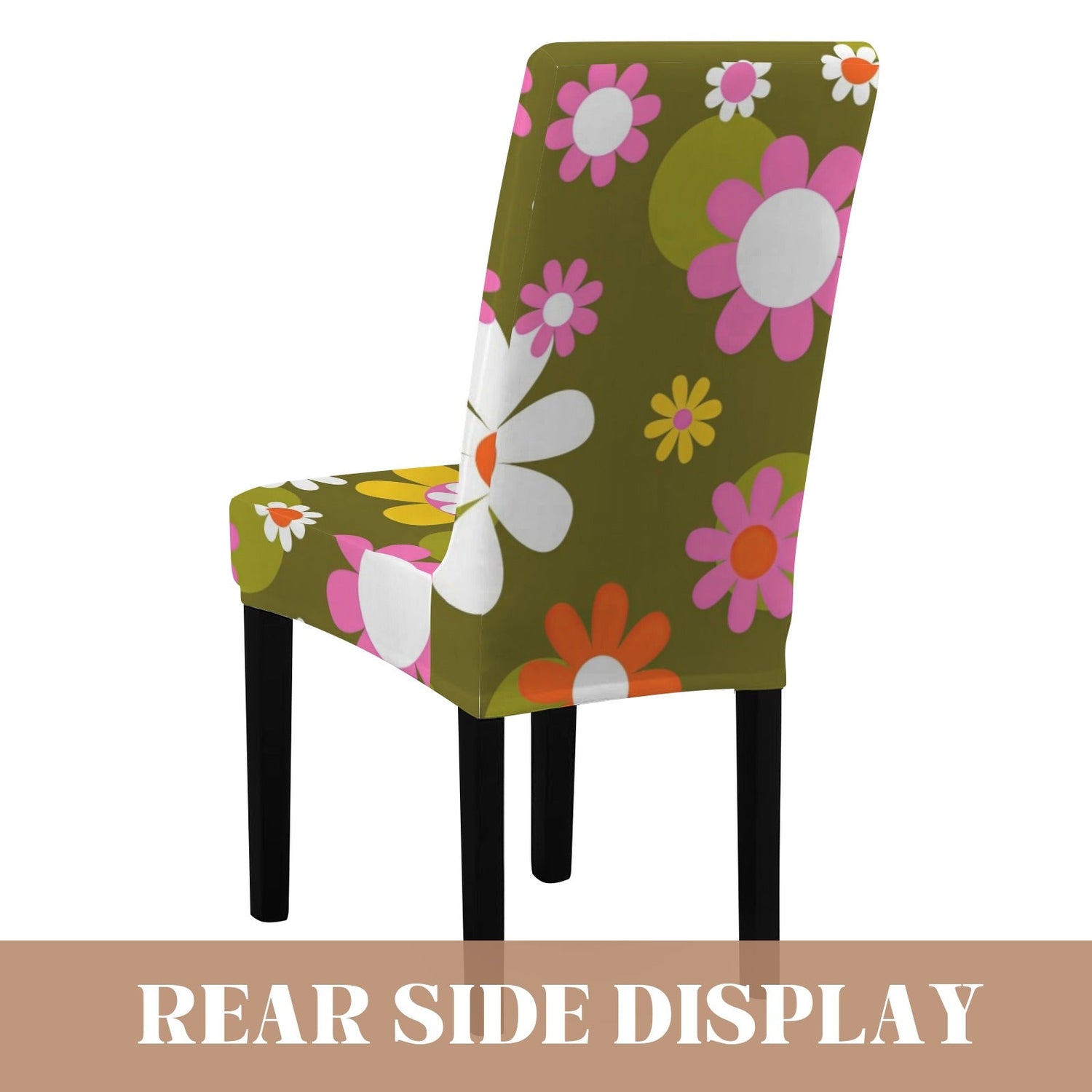 Kate McEnroe New York Groovy Flower Power Dining Chair Slipcover, Retro 70s Floral CoverChair SlipcoversD3321927