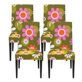Kate McEnroe New York Groovy Flower Power Dining Chair Slipcover, Retro 70s Floral CoverChair SlipcoversD3321932